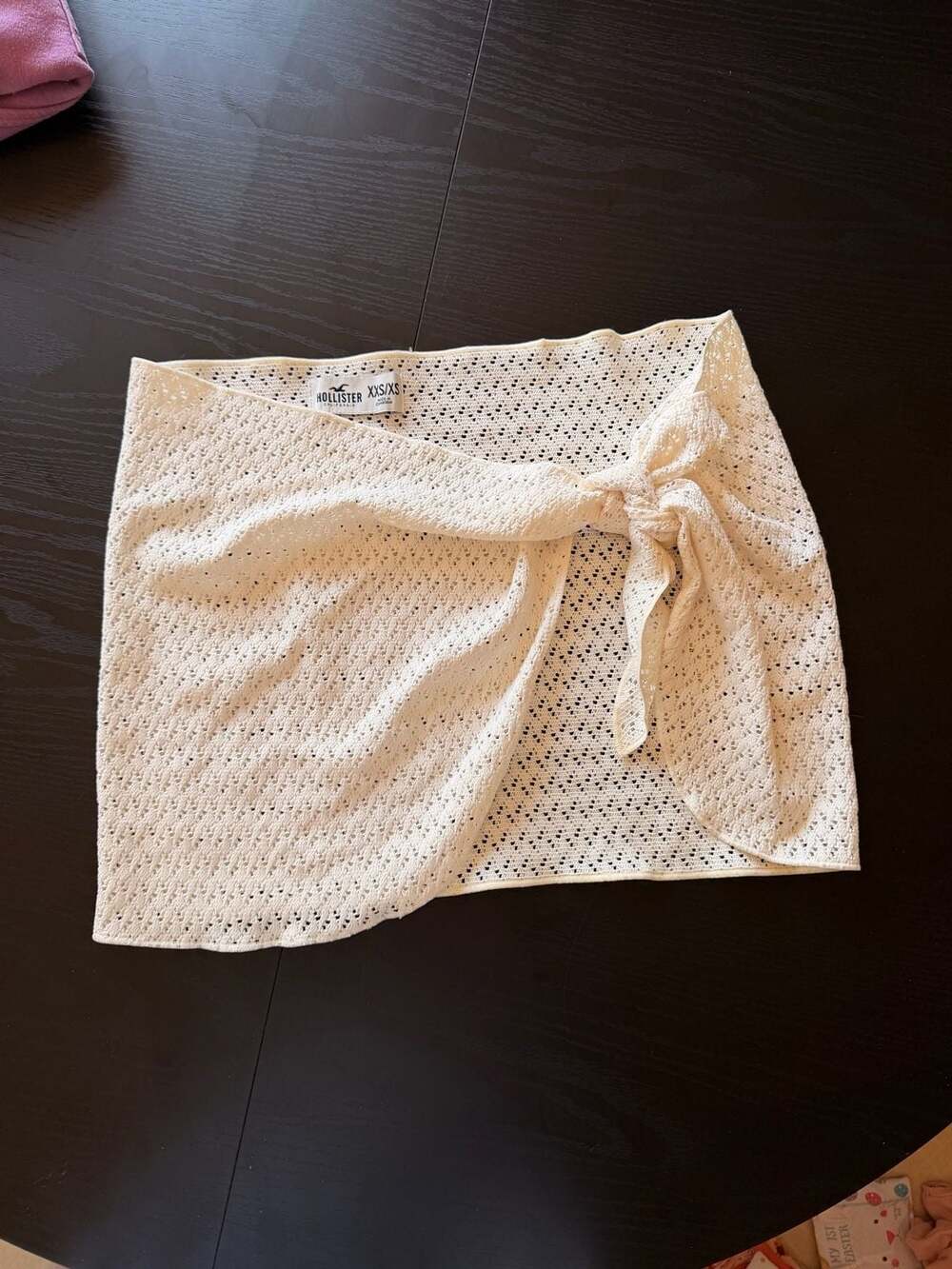 Hollister California White Crochet Tie-Front Sarong Beach Skirt